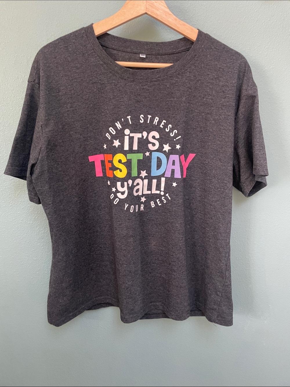 Teacher Test Day Graphic T-Shirt – Don't Stress Do Your Best – Gray